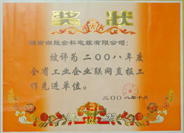 2008年度全省工業(yè)企業(yè)聯(lián)網(wǎng)直報工作先進單位.JPG